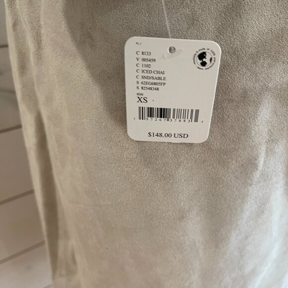 081 Free People X Blank Nyc Vegan Suede Trench Iced Chai Khaki Tan NWT Size XS - Picture 11 of 11